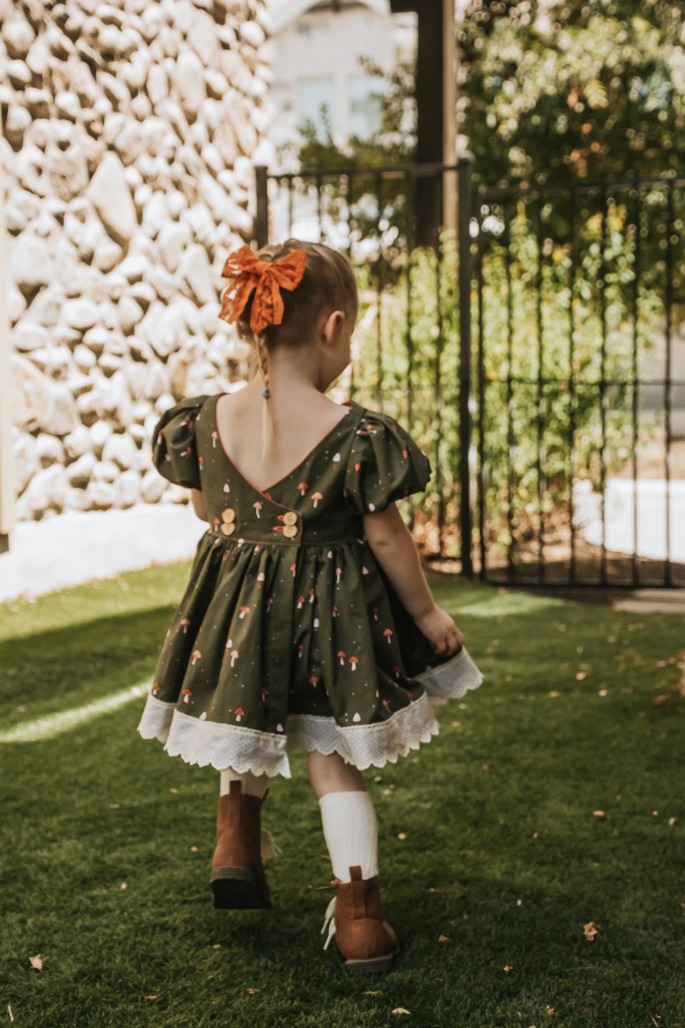green mushroom dress Green Butterfly Mushroom Empire Midi Dress
