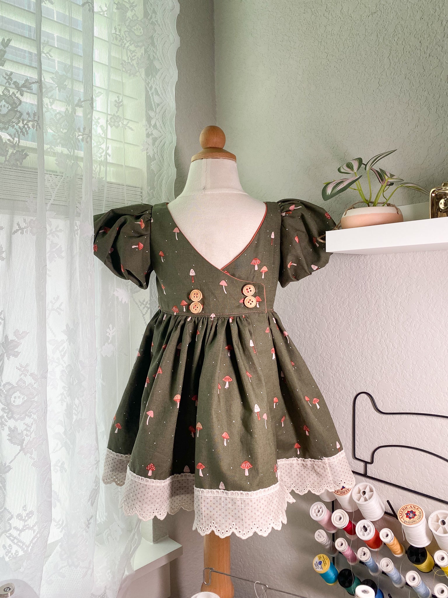 Green Mushroom Wrap Dress  Babe & Bunny Clothing Co.